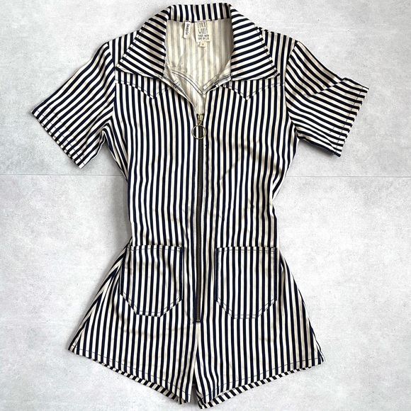 Lykke Wullf Janae Romper Rare Sample – Navy Cream Stripe | Made in LA | Small - Picture 5 of 16
